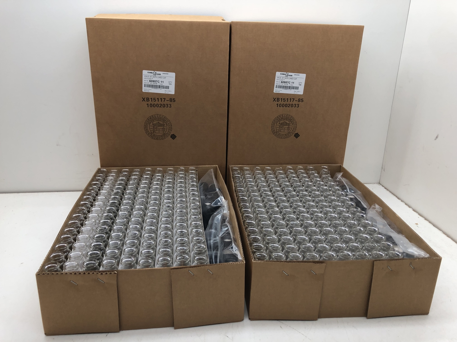 (QTY.288) KIMBLE & CHASE 609572-11 OPTICLEAR VIALS W/ CAPS