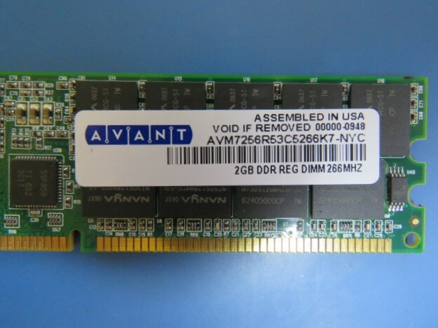 AVANT AVM7256R53C5266K7-NYC Qty of 1 per Lot 2GB DDR REG DIMM 266MHZ SERVER RAM