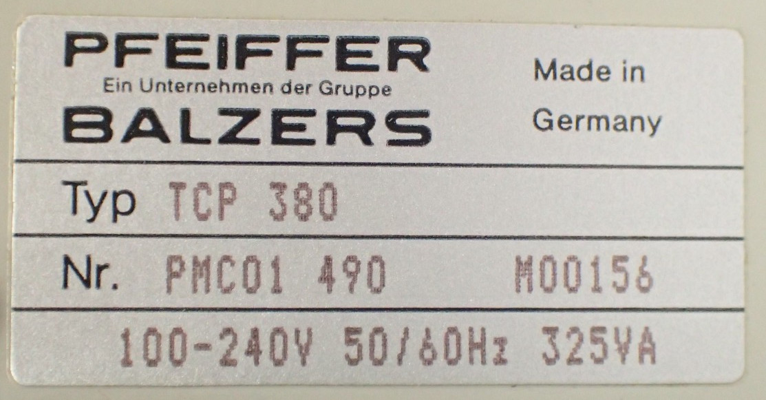 PFEIFFER TCP 380 PMC01 490 POWER SUPPLY / ELECTRONIC DRIVE UNIT PWR UP PARTS