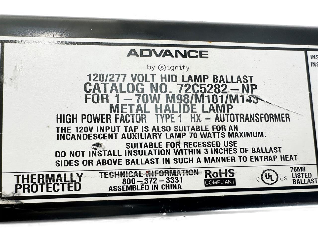 Advance 72C5282NP Metal Halide HID Ballast ML5528226 NEW FREE FAST SHIP