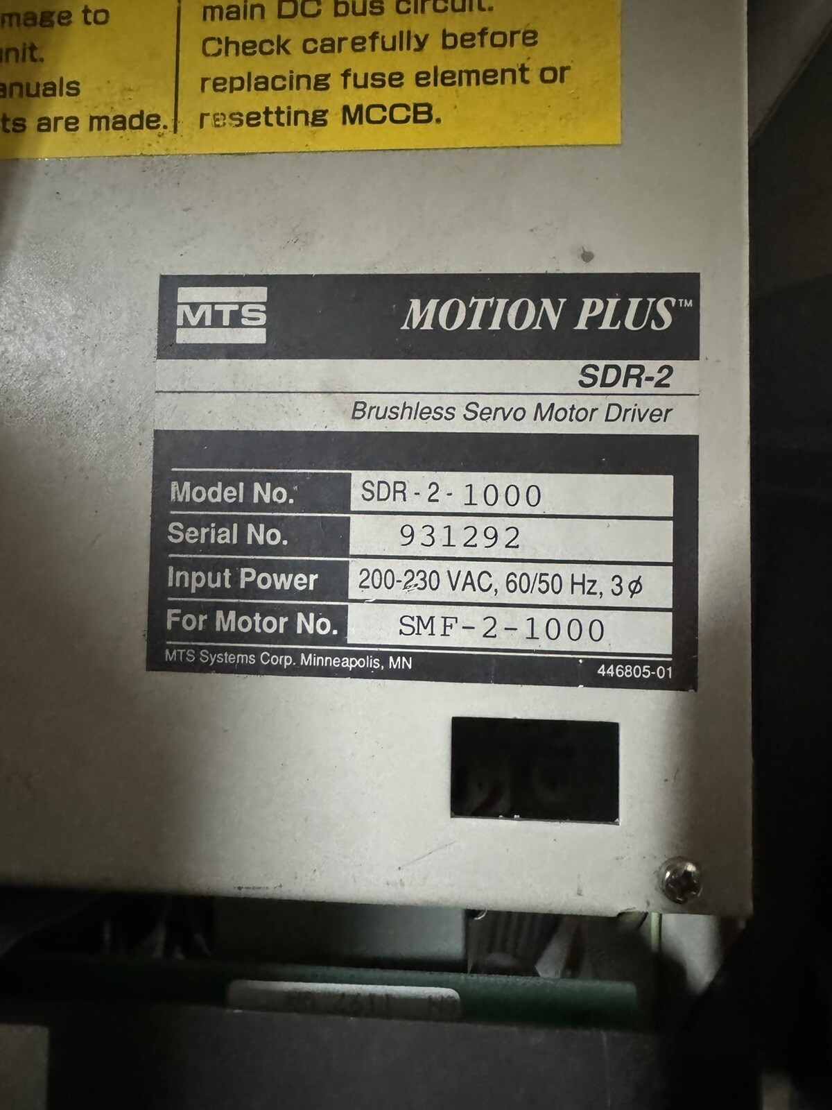 MTS SDR-2-1000 200-230VAC UNMP Used