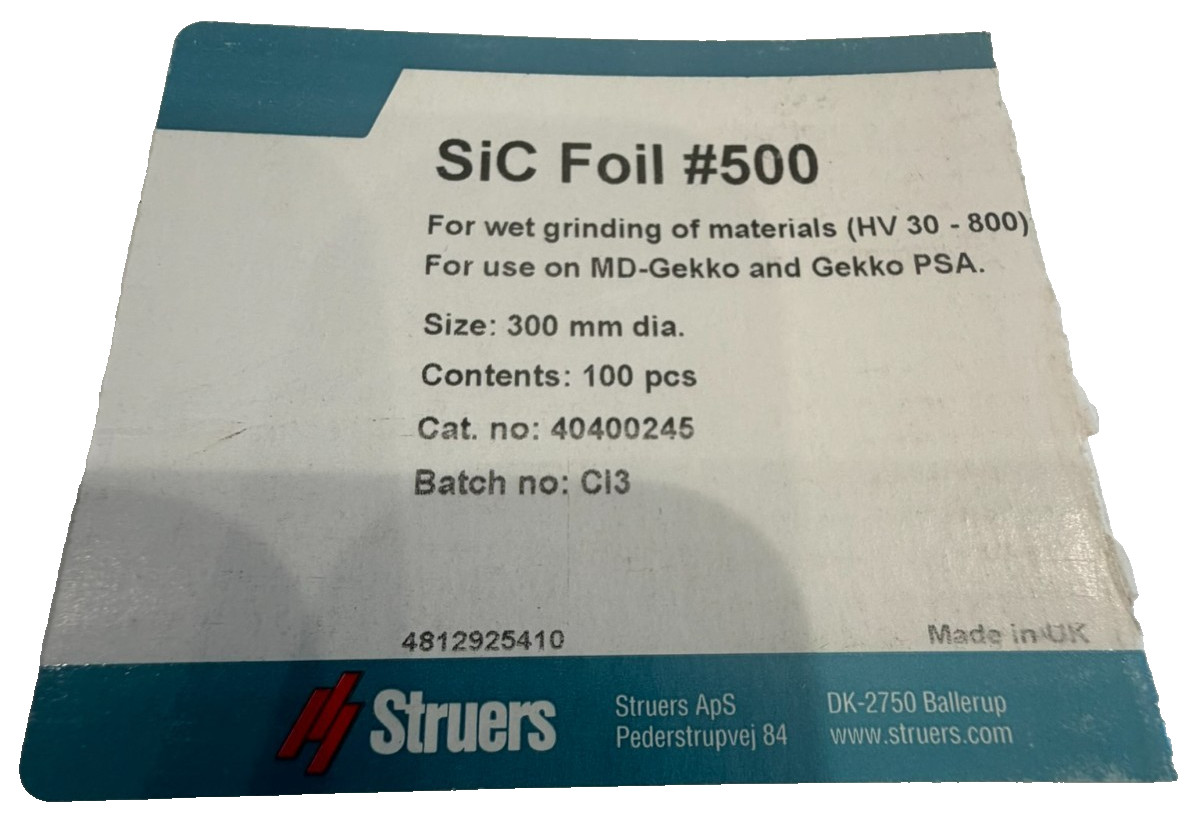 NEW STRUERS 40400245 WET GRINDING DISCS #500 300MM 100PCS