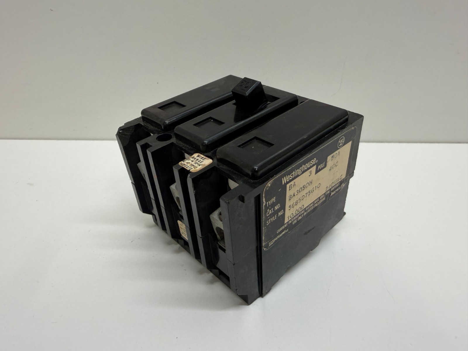 GOOD USED! WESTINGHOUSE 50A 240V 3P CIRCUIT BREAKER BA3050H