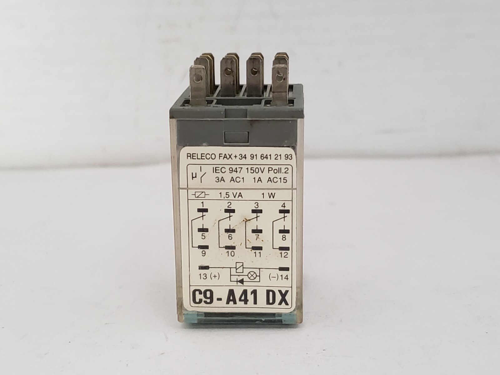 RELECO C9-A41-DX RELAY BASE 14 PIN 4 POLE 5A 250VAC 24V DC COIL SERIES QR-C