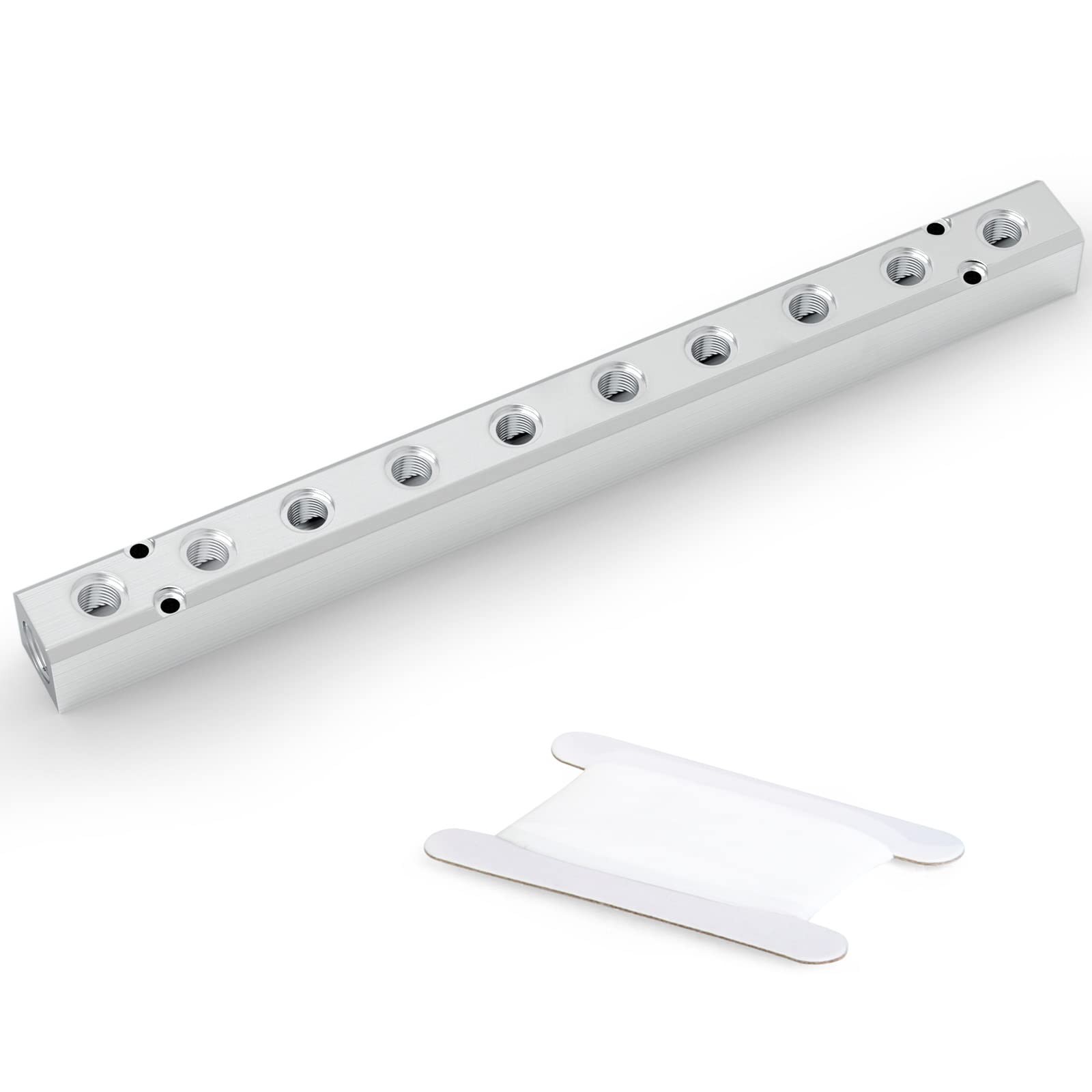 Aluminum Air Manifold 10 Way 12 Port Pneumatic Splitter 1/4 Output 1/2 Supply