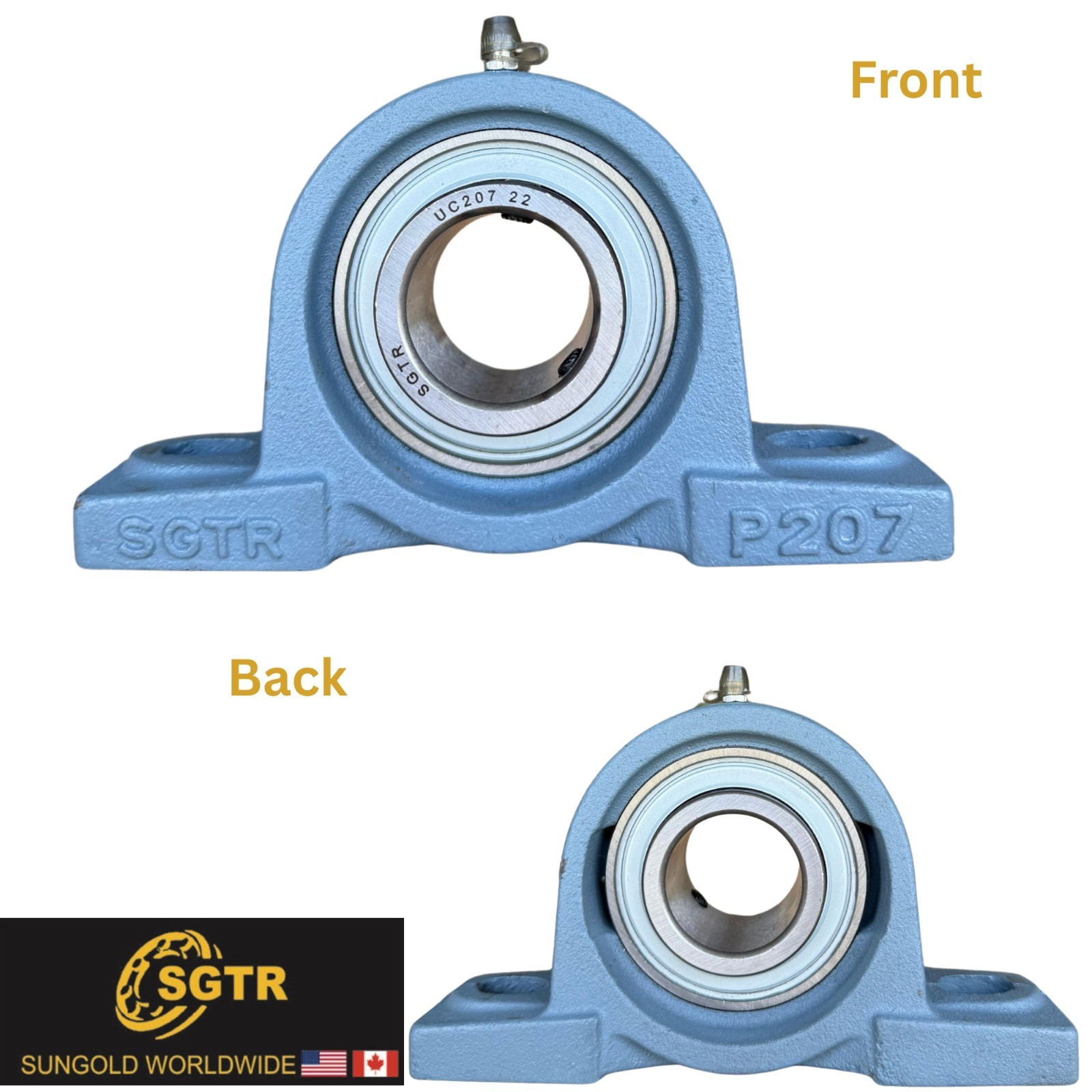 (2 Pack) Premium Heavy Duty UCP207-22 Pillow Block Bearing, 1-3/8 inch Bore.