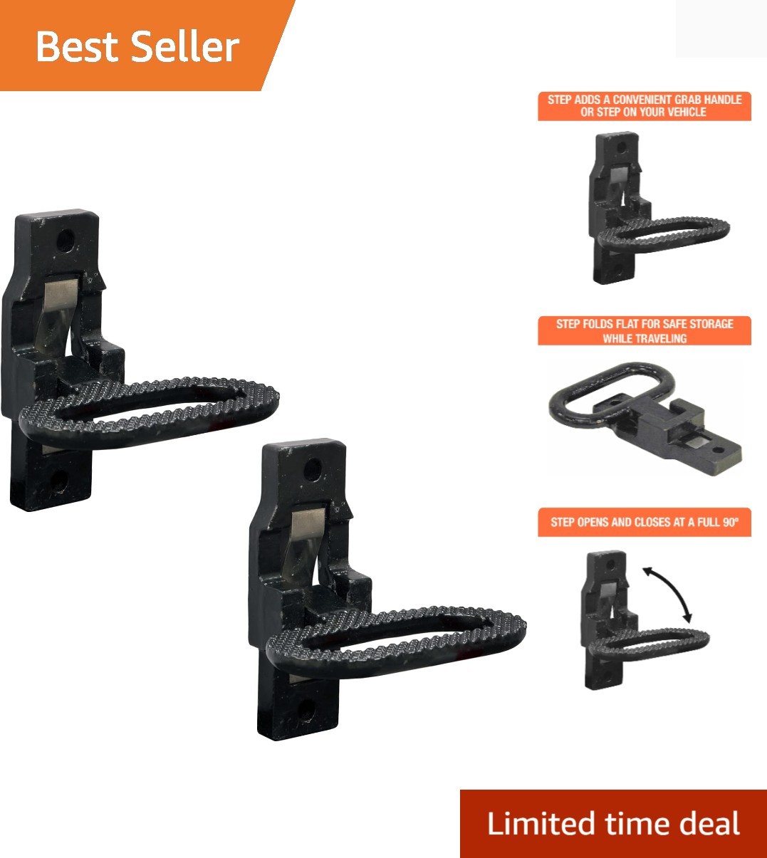 B2797BPC2 Black E Coat Folding Safety Step and Handle with Safety Storage, 2 …