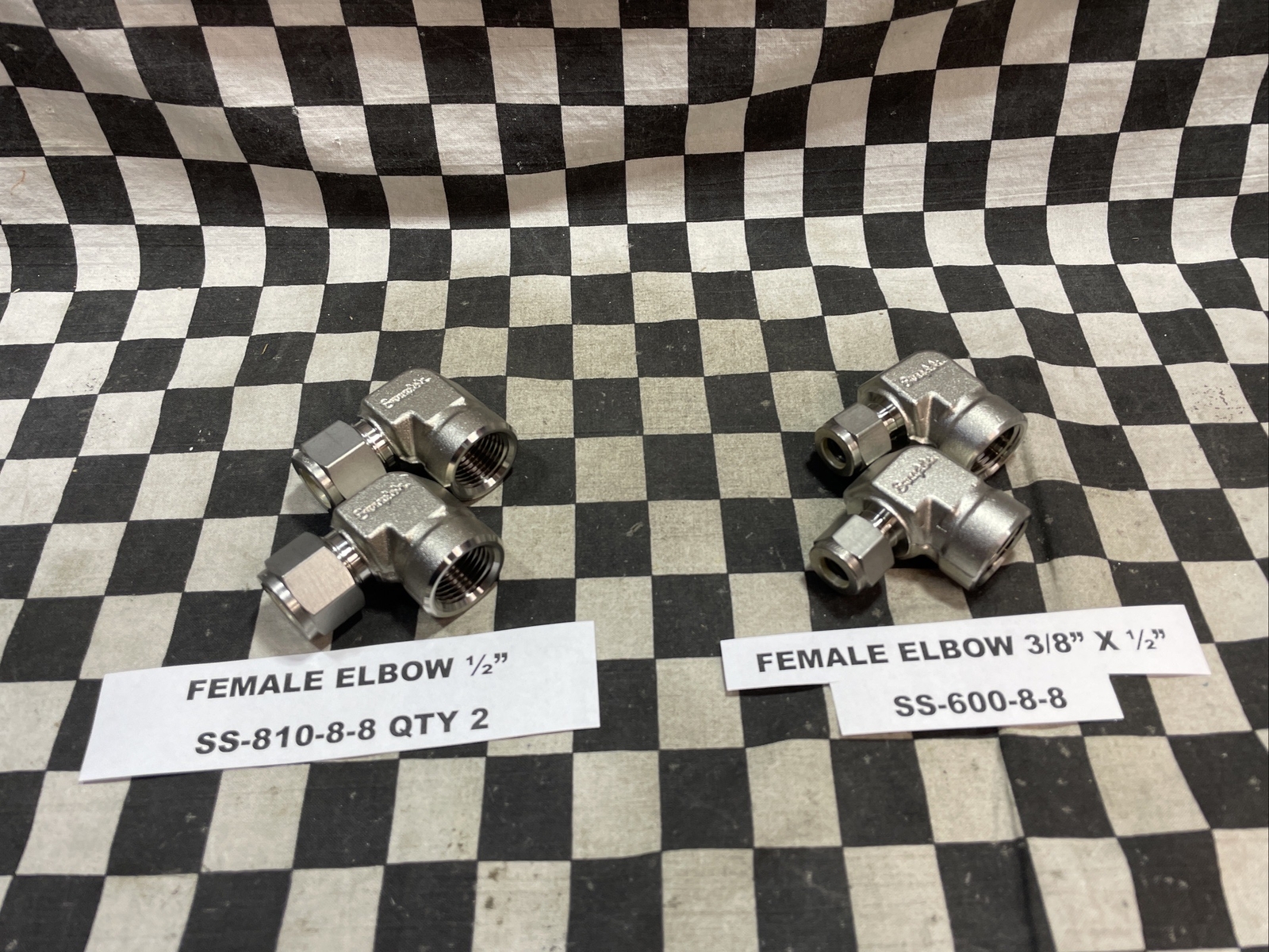 SWAGELOK SS-600-8-8, SS-810-8-8 , FEMALE ADAPTER 1/2″ FNPT, LOT OF 4#163915