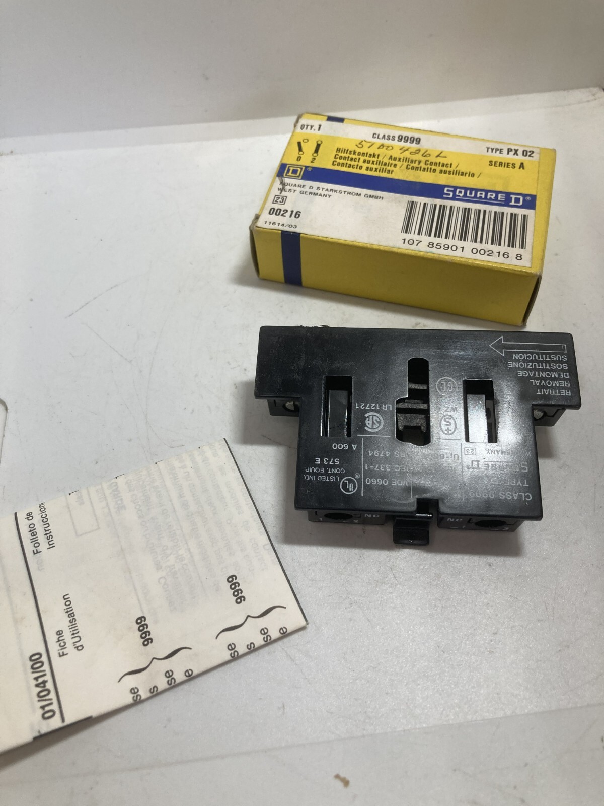 SQUARE D 9999PX02 AUXILIRY CONTACT 2NC SERIES A NIB