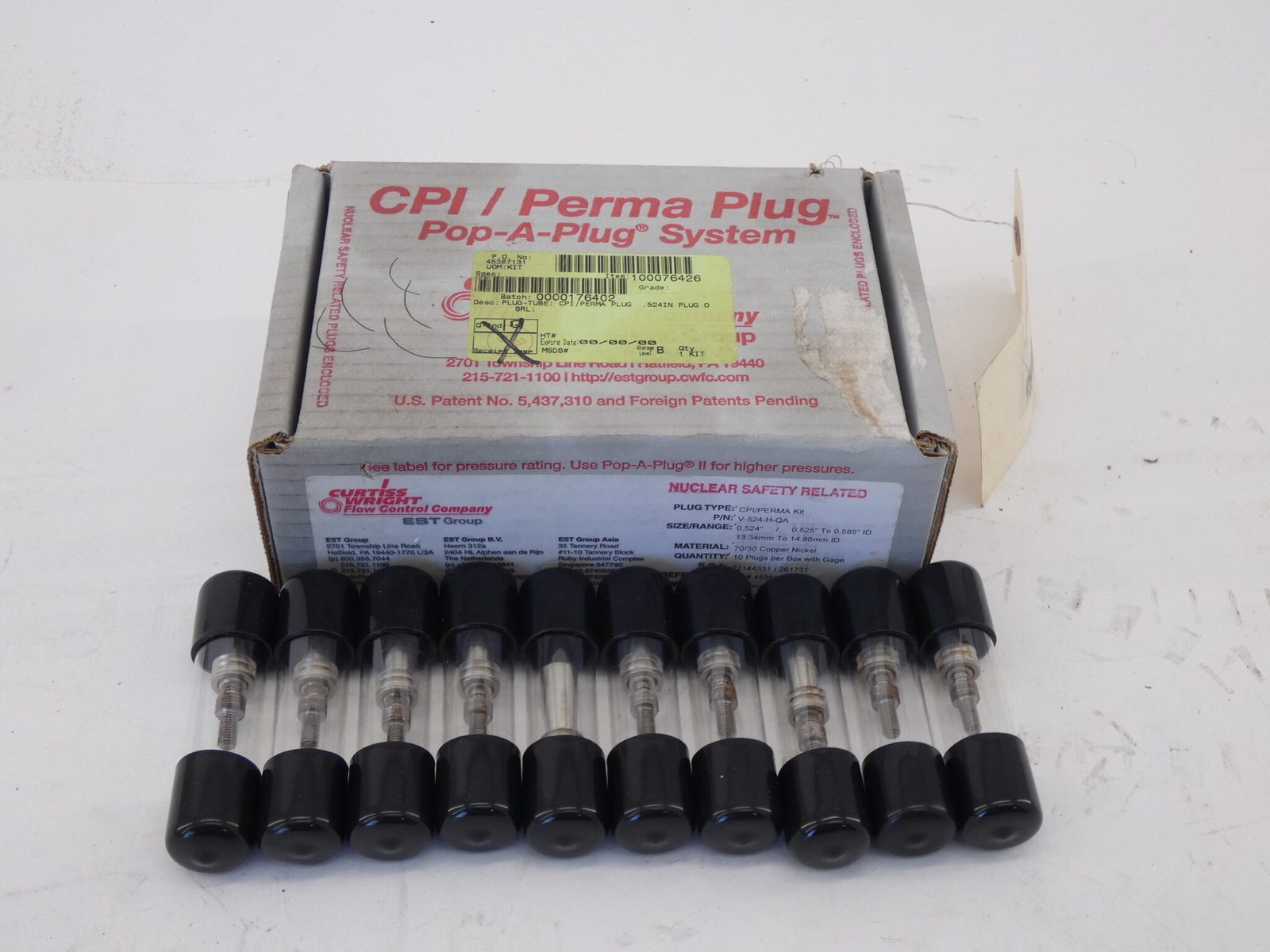 *Box of 10* Curtiss-Wright V-524-H-QA Pop-A-Plug 0.525″ – 0.585″ CPI Perma Pl…