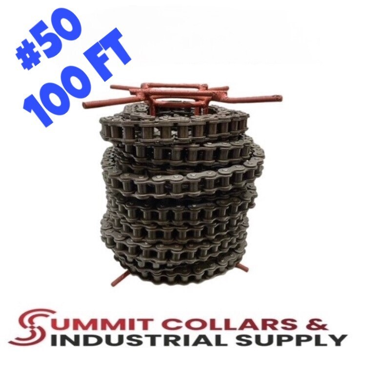#50 RIVETED ROLLER CHAIN 100FT NEW FROM FACTORY W/10 FREE CONNECTING LINKS