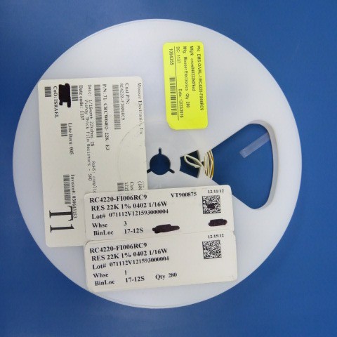 Mouser Electronics crcw040222k0fked Qty of 160 per Lot RES 22K 1% 0402 1/16W
