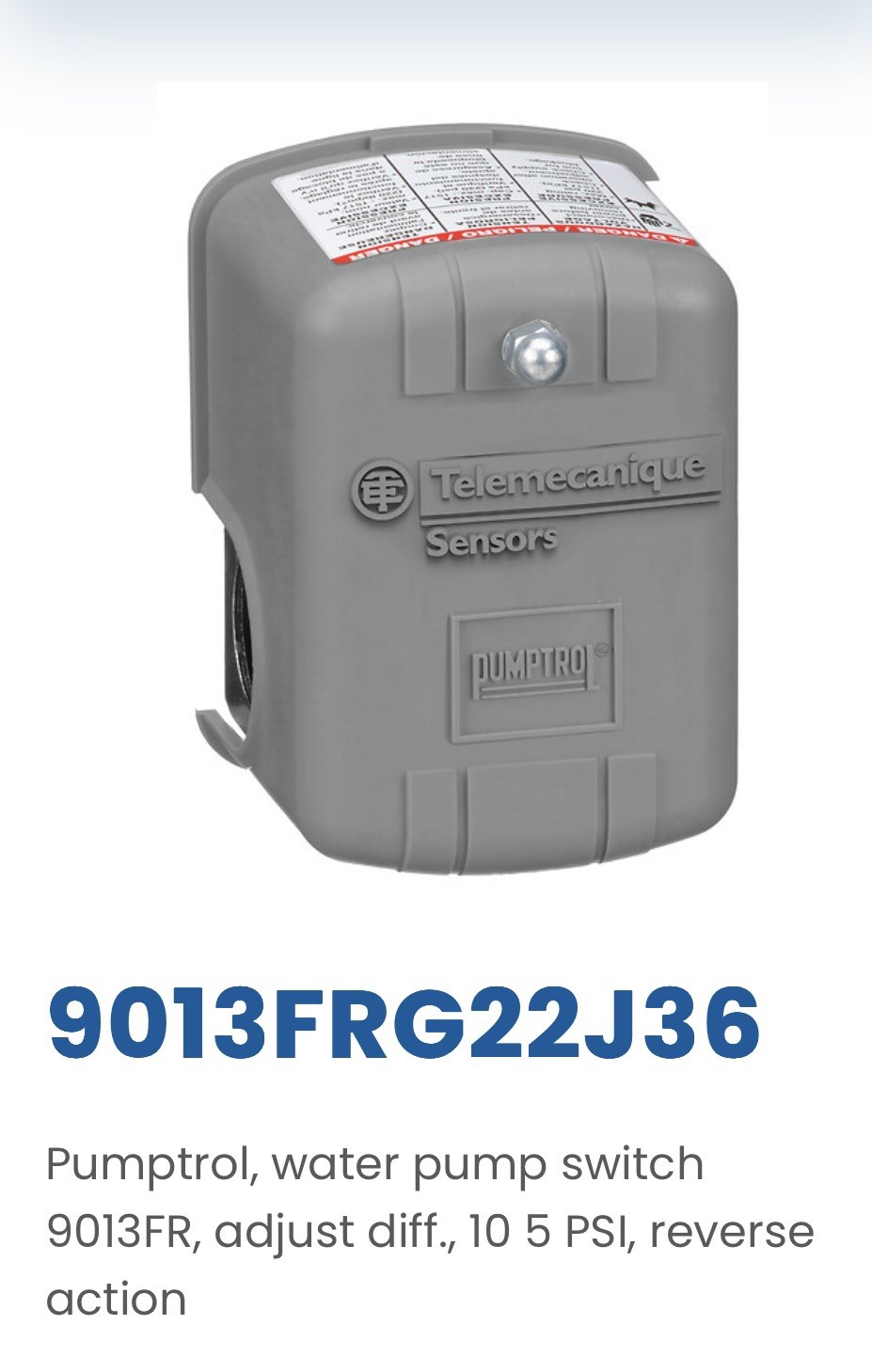 Clearance Sale!! Case of 12, 10/5 Telemecanique Pressure Switches 9013FRG