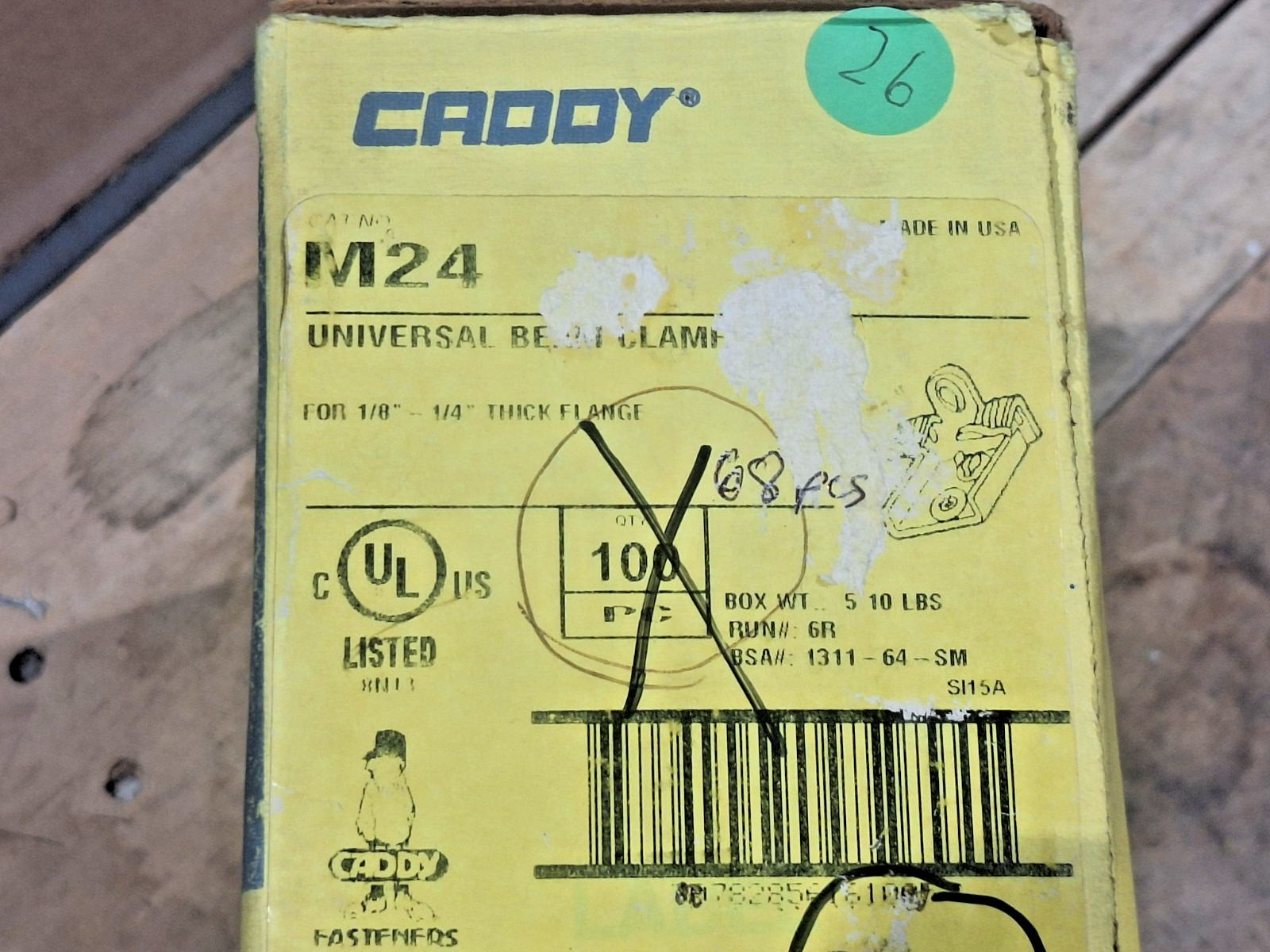 ERICO CADDY M24 UNIVERSAL BEAM CLAMP FOR 1/8″ THROUGH 1/4″ – 68 PC LOT