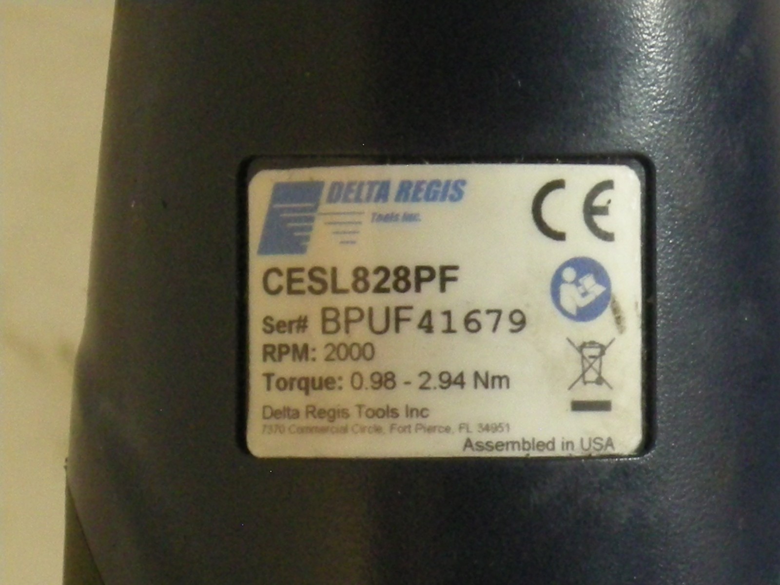 Delta Regis CESL828PF Brushless Screwdriver 40VDC 8.9-26 in-lbs (0.98 – 2.94Nm)