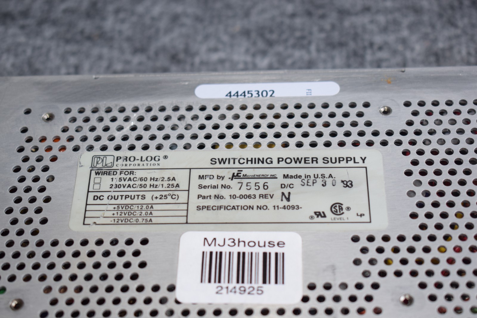PRO-LO 10-0063 REV N SWITCHING POWER SUPPLY #214925-R1*B33