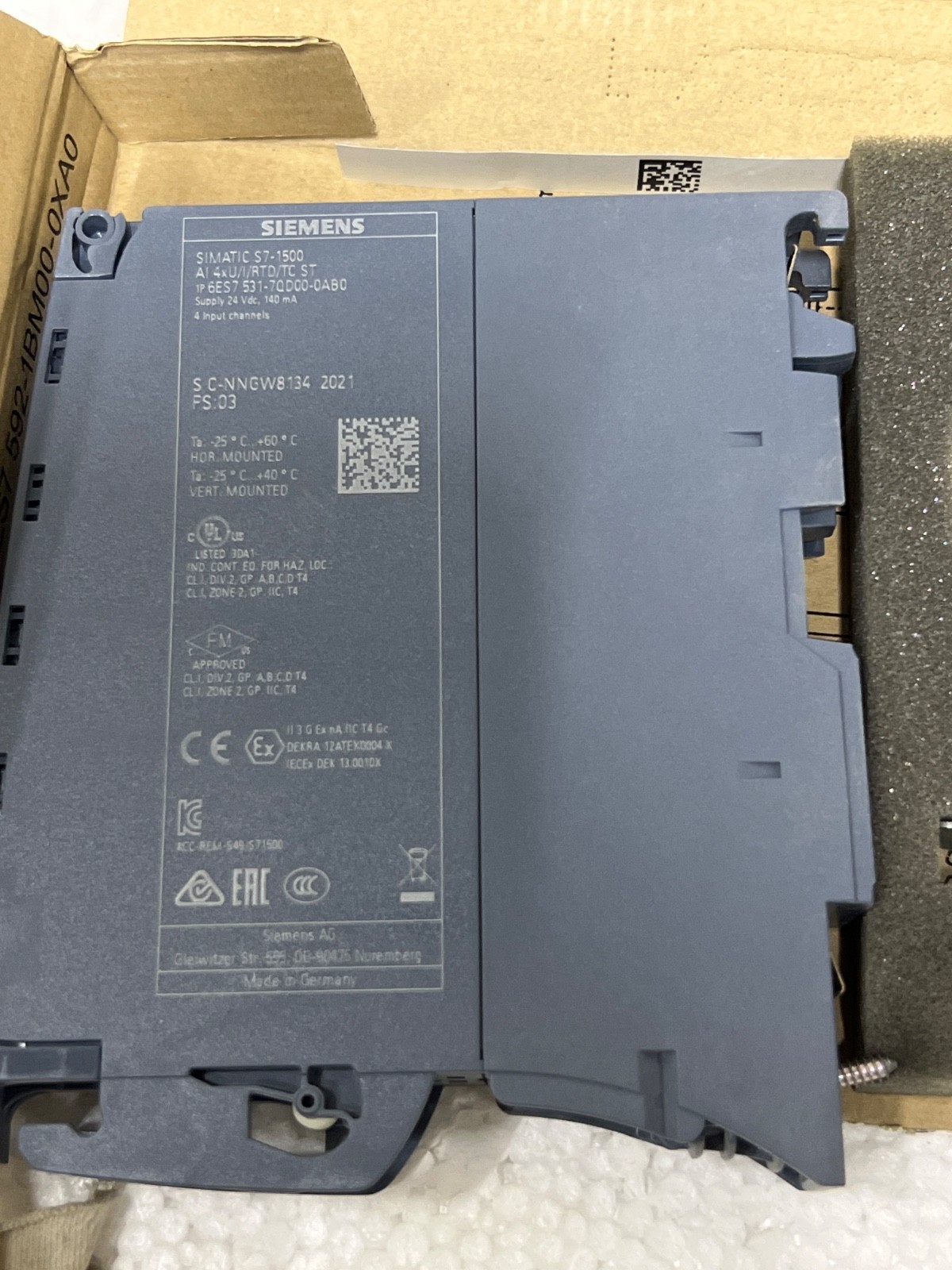 Siemens 6ES7531-7QD00-0AB0 Simatic S7-1500 Analog Input Module