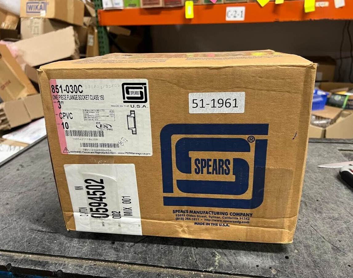Lot of 10 Spears 851-030C 3″ CPVC One Piece Flange Socket Class 150 New NIB