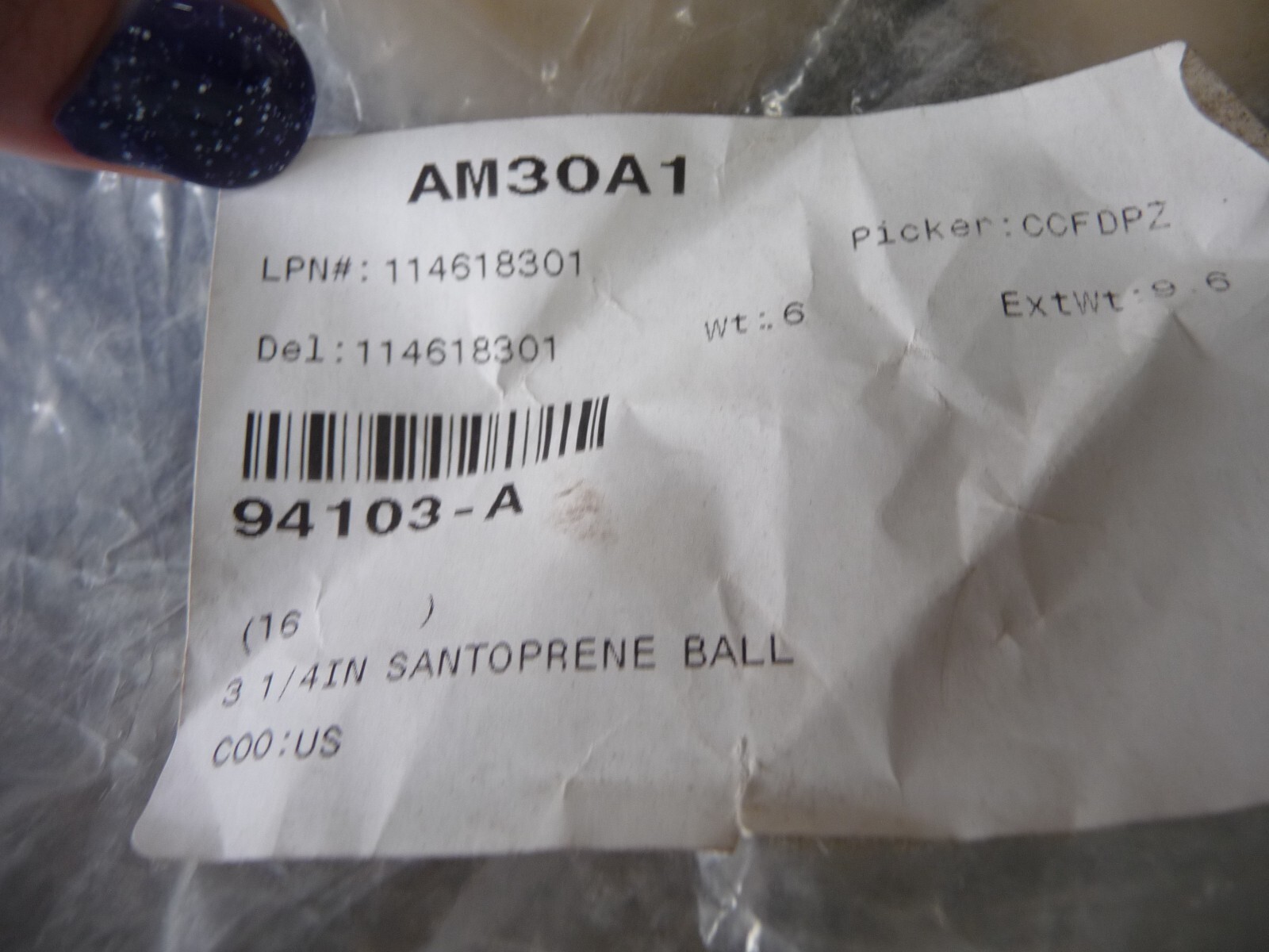 Engineering Laboratories 3.25″ Santoprene Ball 87A