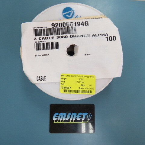 ALPHA 3080 Qty of 100 per Lot 12 AWG Hook-Up Wire 65/30 Orange 600V 100.0′ (3