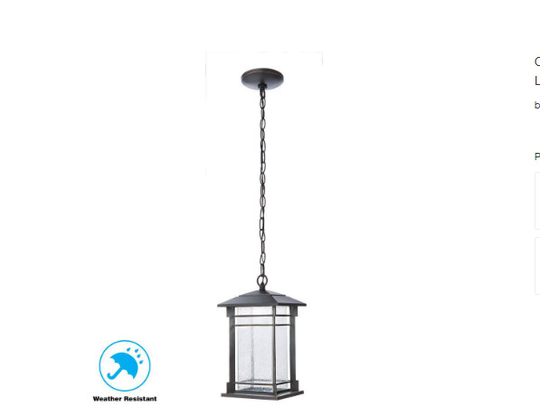 H D Oil Rubbed Bronze Outdoor Integrated LED Hanging Pendant Light