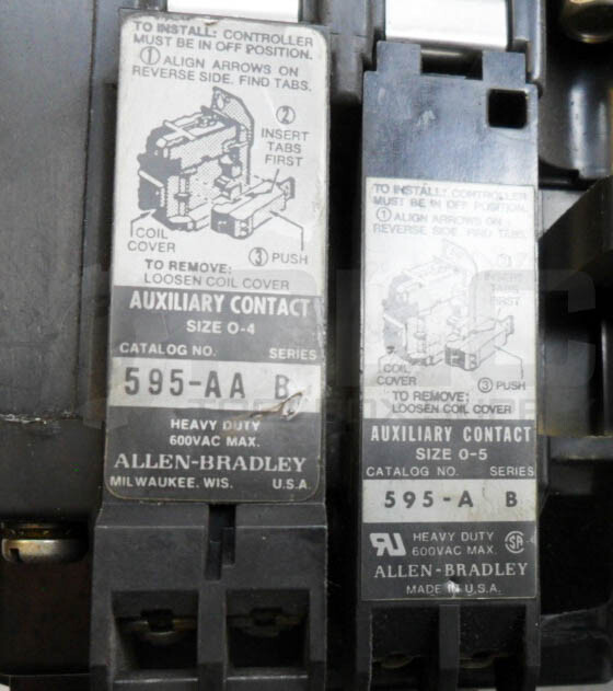 ALLEN BRADLEY 509-DOD /A CONTACTOR W/ CD236 W/ 595-AA /B W/ 595-A /B