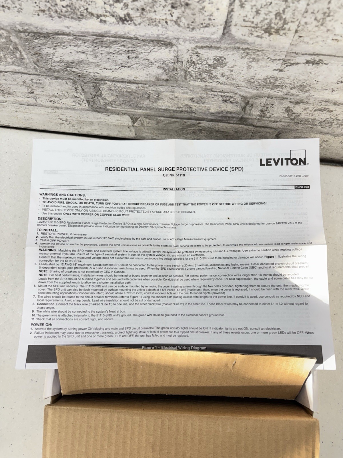 Leviton 51110 Residential Panel Surge Protection Device SPD Whole House 240V