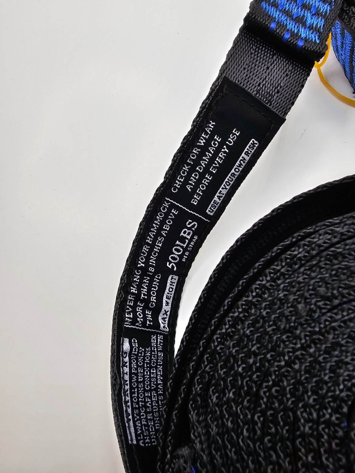 Geezo Hammock Strap Loops Non-Stretch Polyester Hammock Black/Blue up to 500lbs