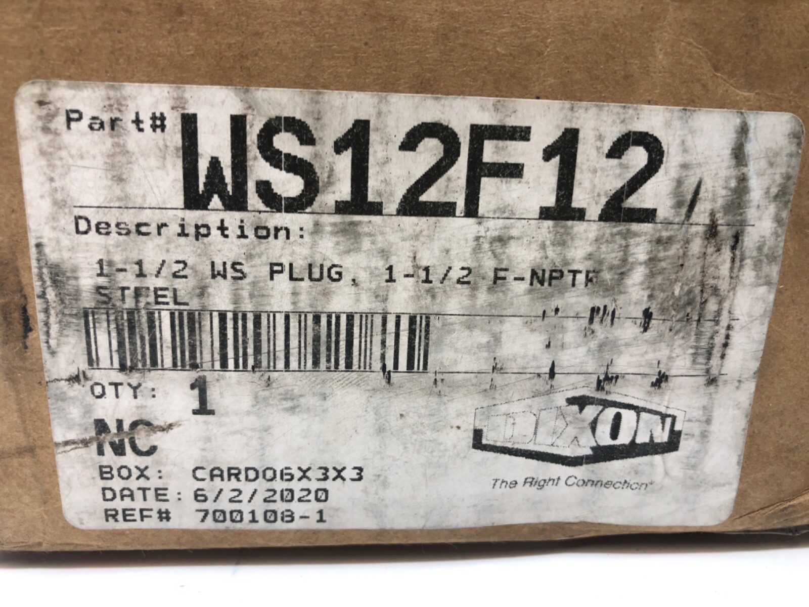 DIXON WS12F12 1-1/2″ Oilfield Nipple WS Plug 1-1/2″ NPTF