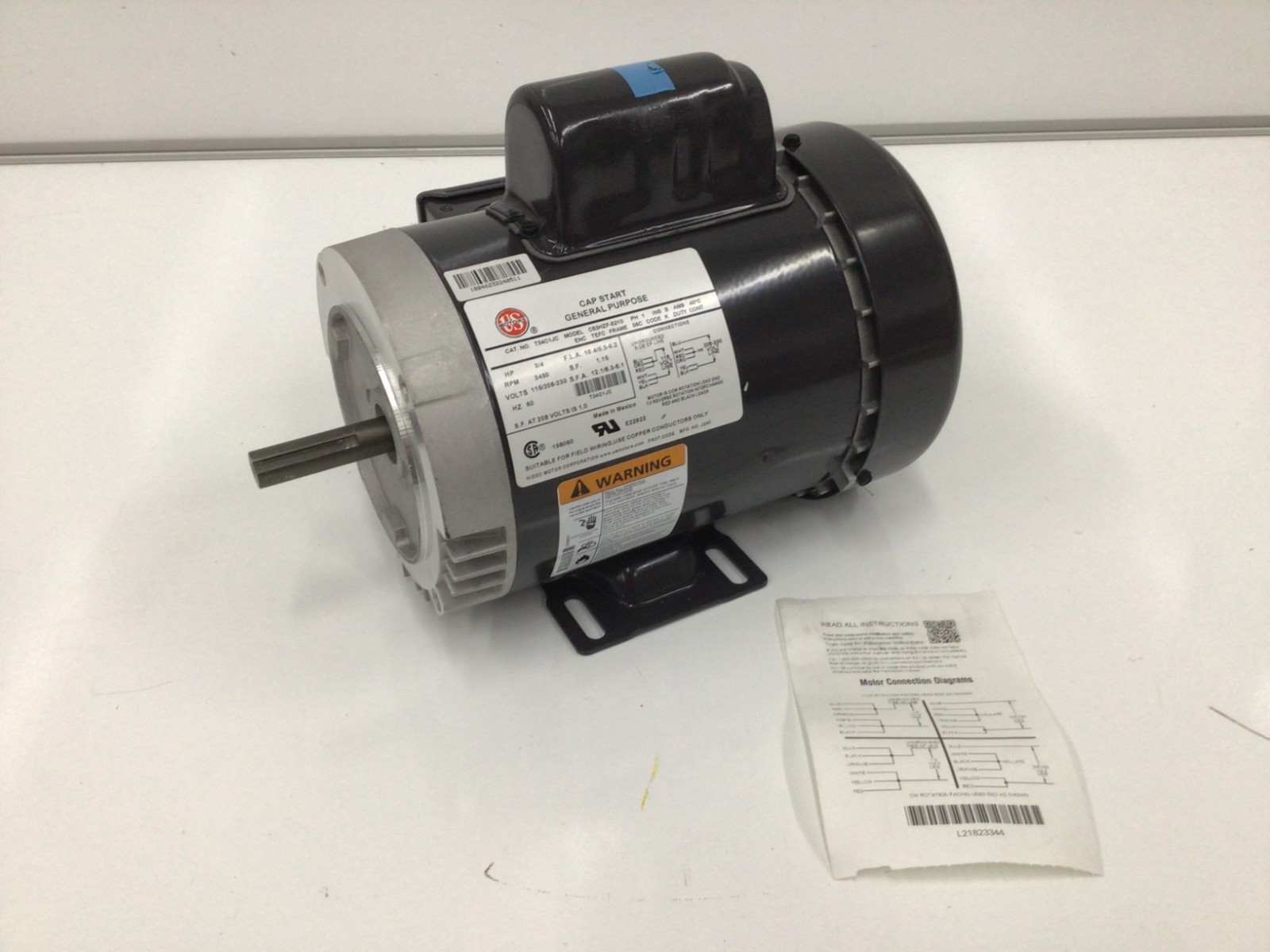 US-Nidec T34C1JC 3/4 HP General Purpose Motor 3600 RPM