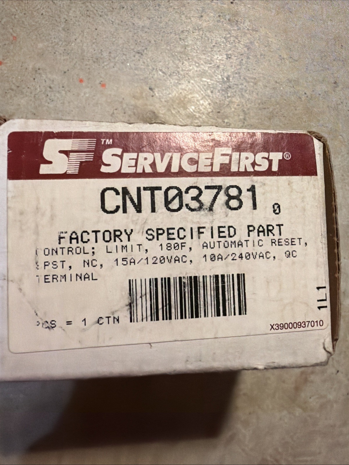 Service First CNT03781 CO Auto Limit Switch 180F.