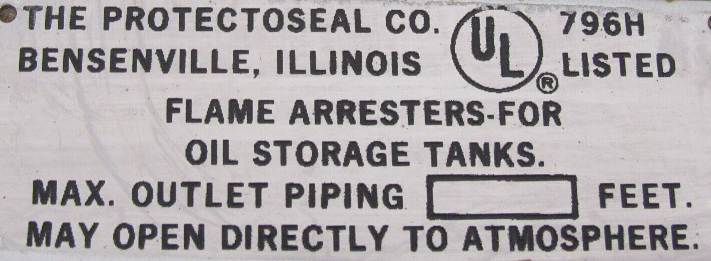 NEW PROTECTOSEAL 796H STORAGE TANK FLAME ARRESTOR 4″