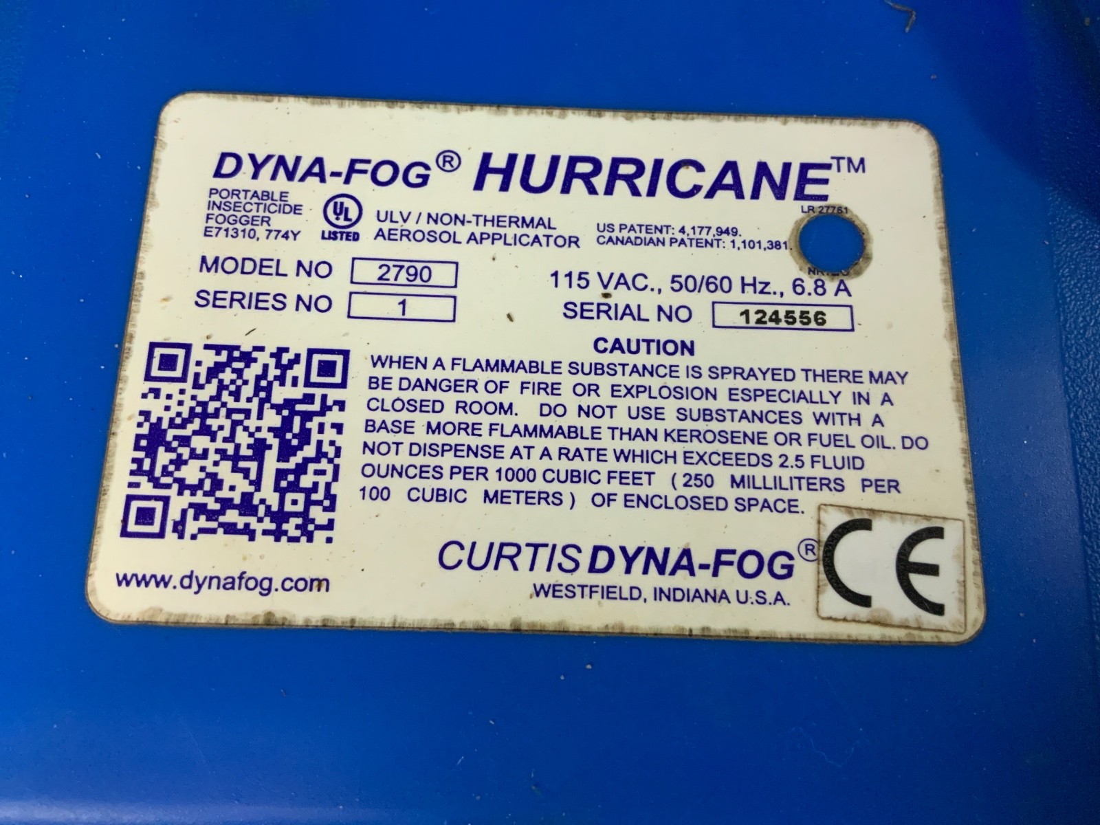 CURTIS DYNA-FOG HURRICANE MODEL NO 2792 USED