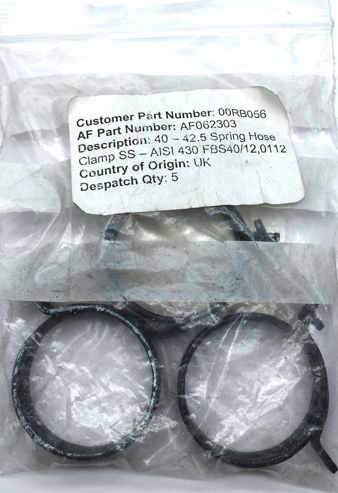 McLaren 1200RB056 Spring Band Hose Clamp SS 40-42.5 Dia for McLaren x3