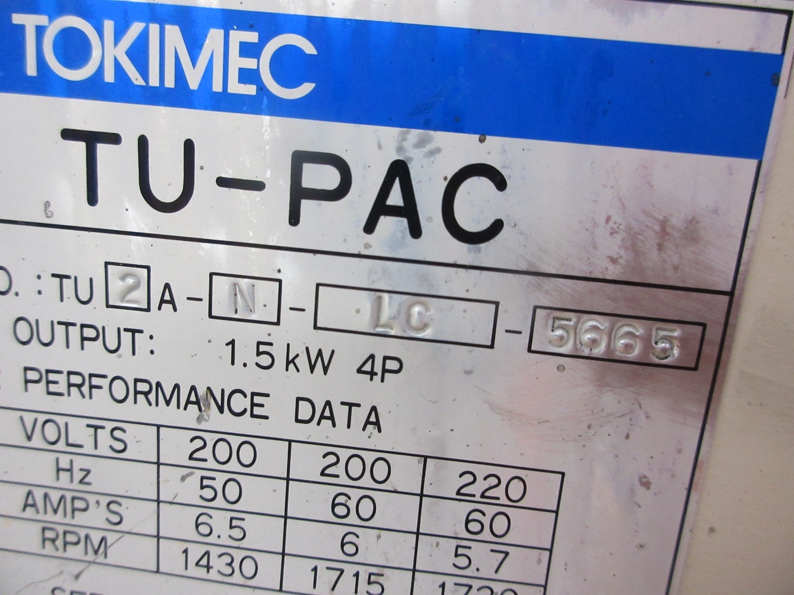 TOKIMEC TU-PAC TU2A-N-LC-5665 HPP-VB2V-F8A3-033 OKUMA HYDRAULIC OIL MOTOR UNIT