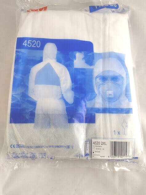 3M 4520-Xxl Hooded Disposable Coveralls , 2XL , White , Smmms ,