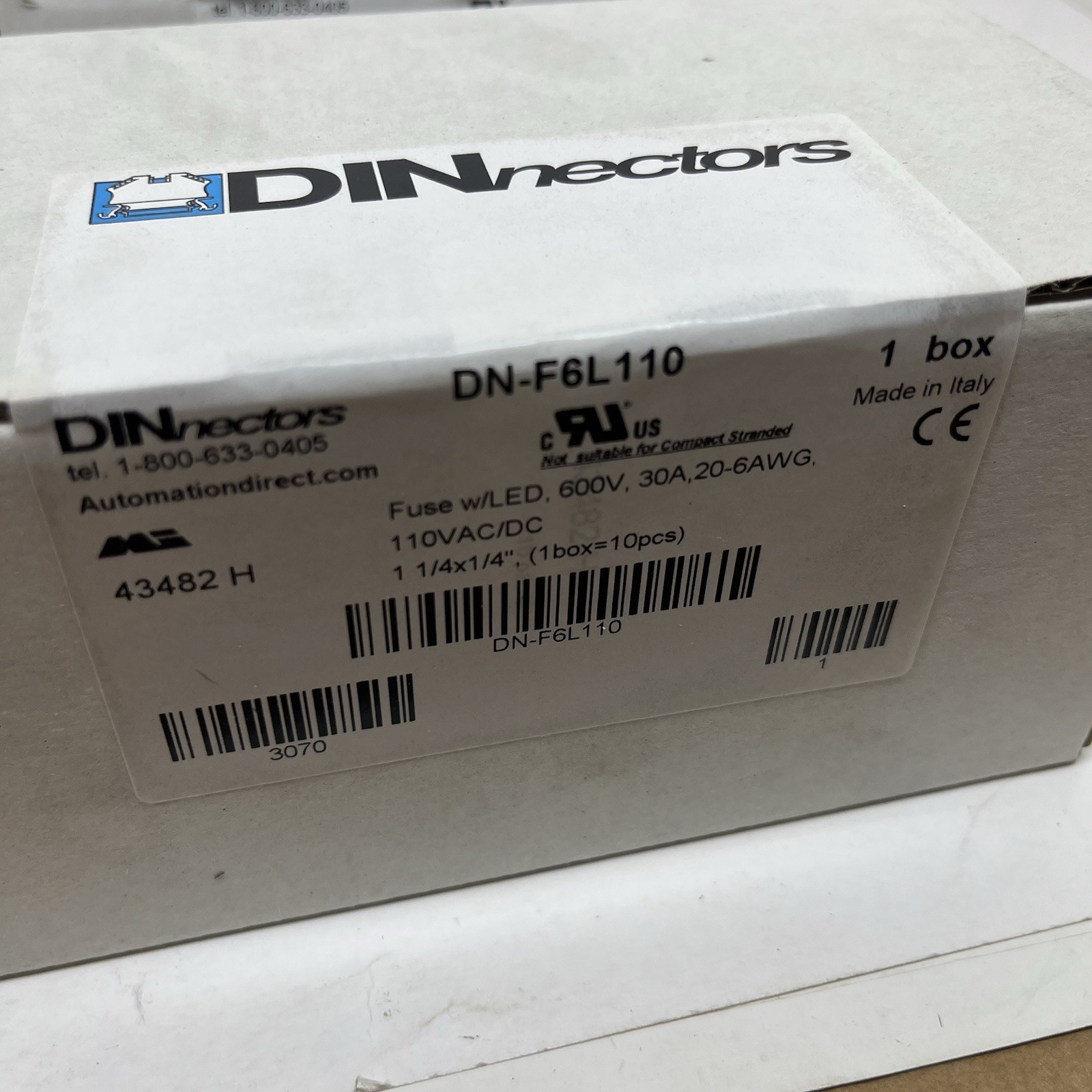 AUTOMATION DIRECT DN-F6L110 600V 30A (PKG OF 10) DINnectors