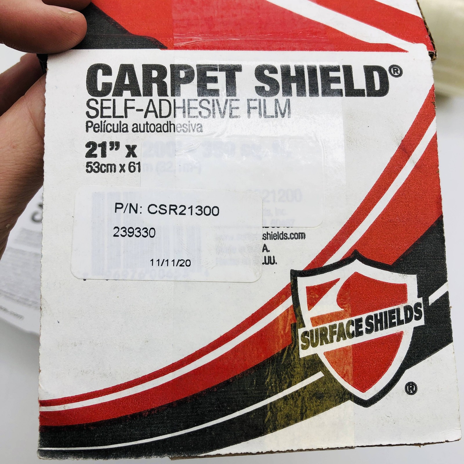 Surface Shield CSR21300 Carpet Film Self Adhesive 21″ x 200′ for 350 Sq Ft