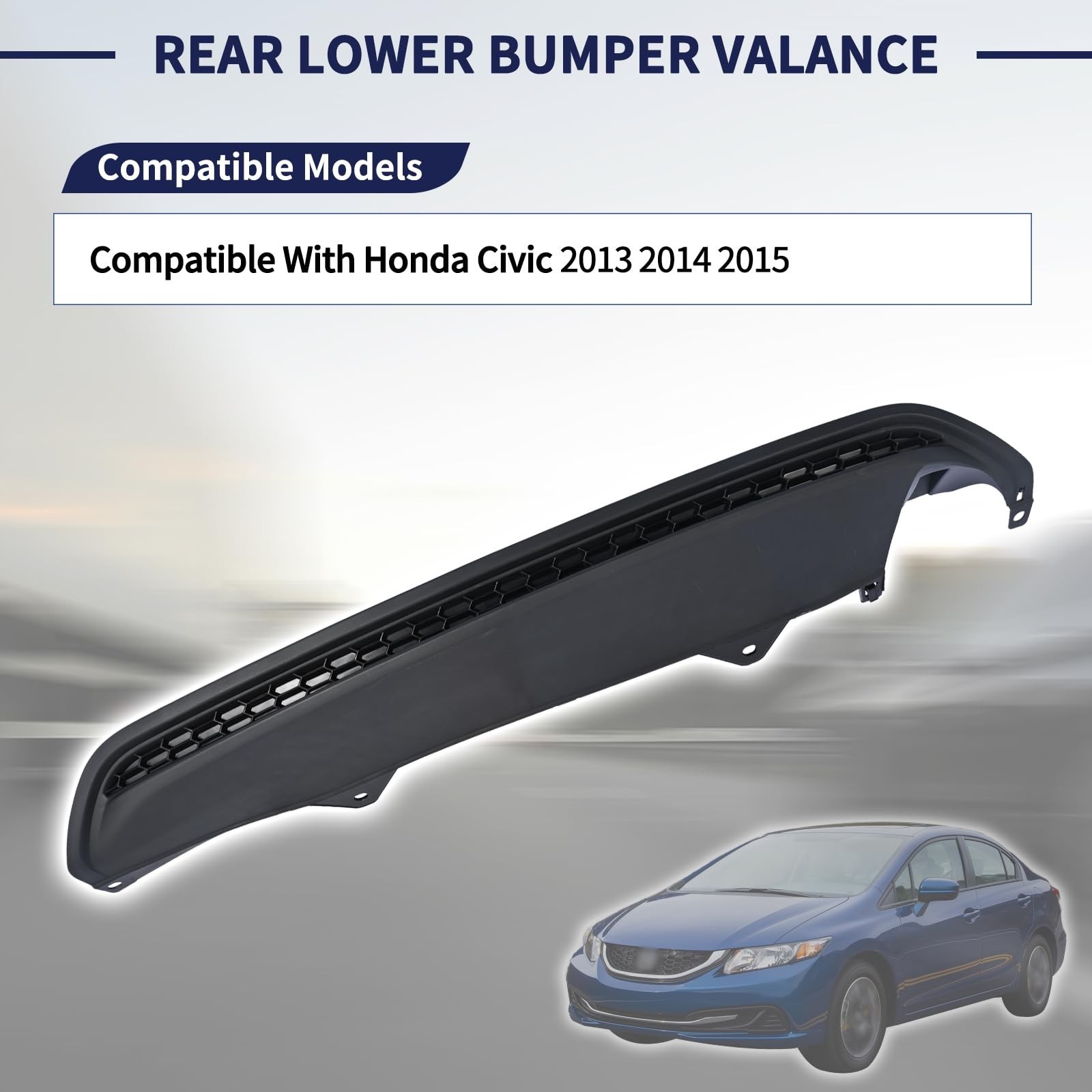 Rear Lower Bumper Valance 04716TR3A90 Fit for Honda Civic 2013 2014 2015 PP T…