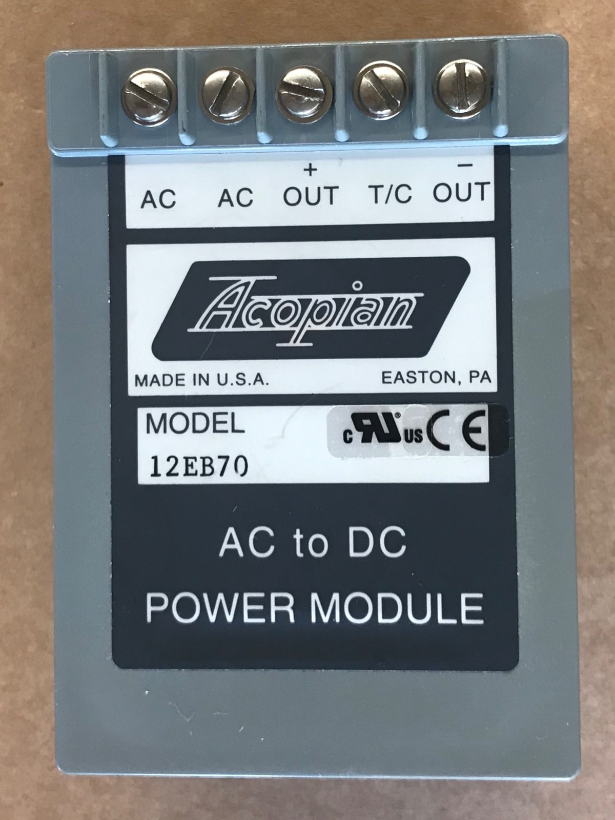 DC Power Supply, 12V @ 0.7A , 700mA output, 120V input, Acopian 12EB70, Tested