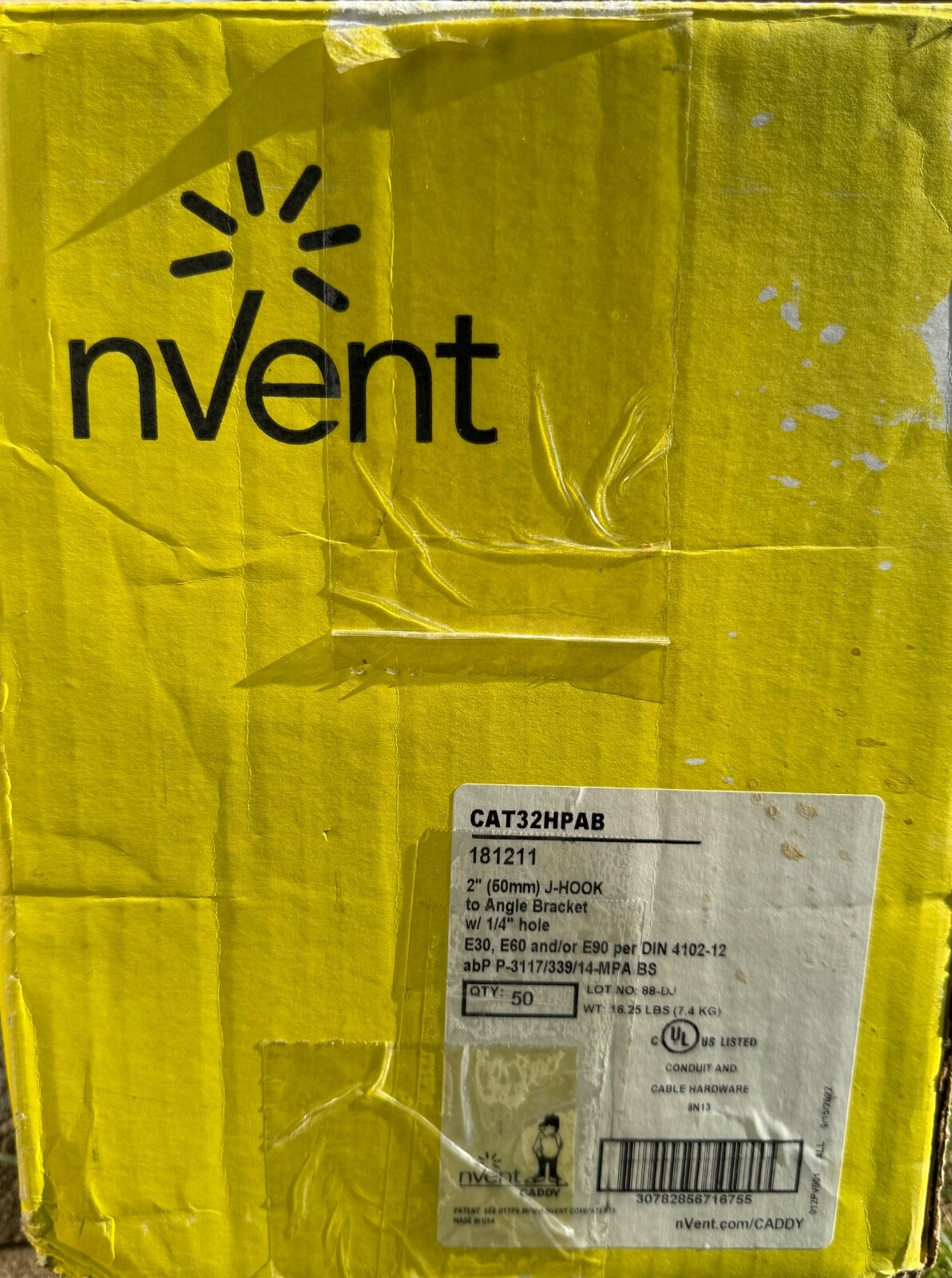 CAT32HPAB (NVENT CADDY) 50pcs 2″ J-HOOK To Angle Bracket 1/4 Hole. Lot of (50