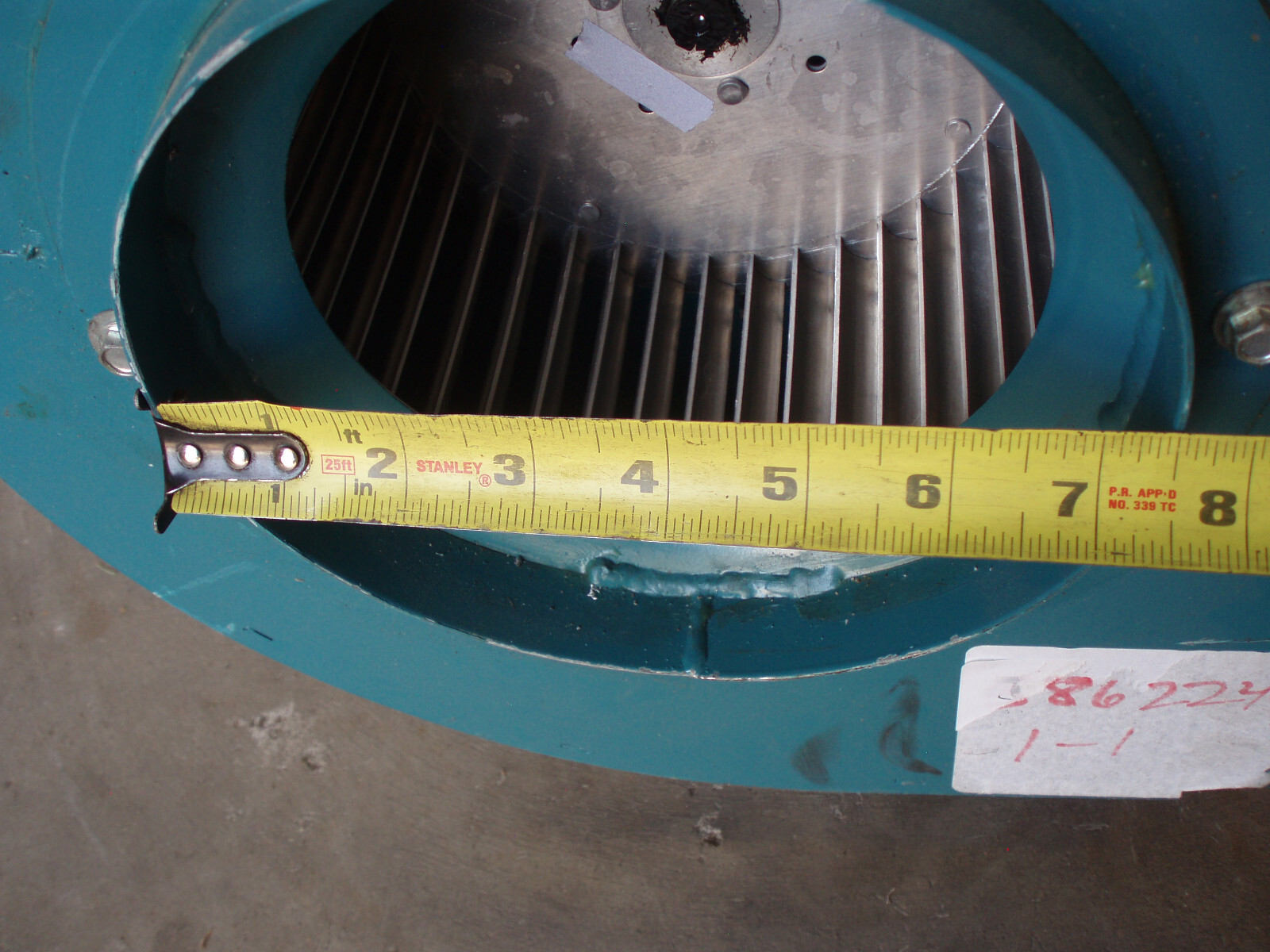 TWIN CITY FAN & BLOWER SIZE 75 TYPE DDF ARR 4 CLASS 1 WITH BALDOR 1/2 HP MOTOR