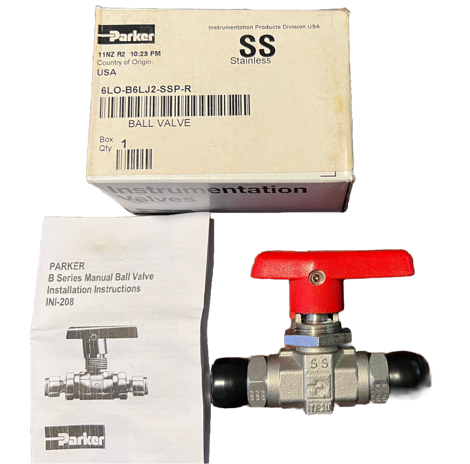 Parker 6LO-B6 3/8″ 2-Way SS B Series Instrumentation Valve ORFS(6LO-B6LJ2-SSP-R)