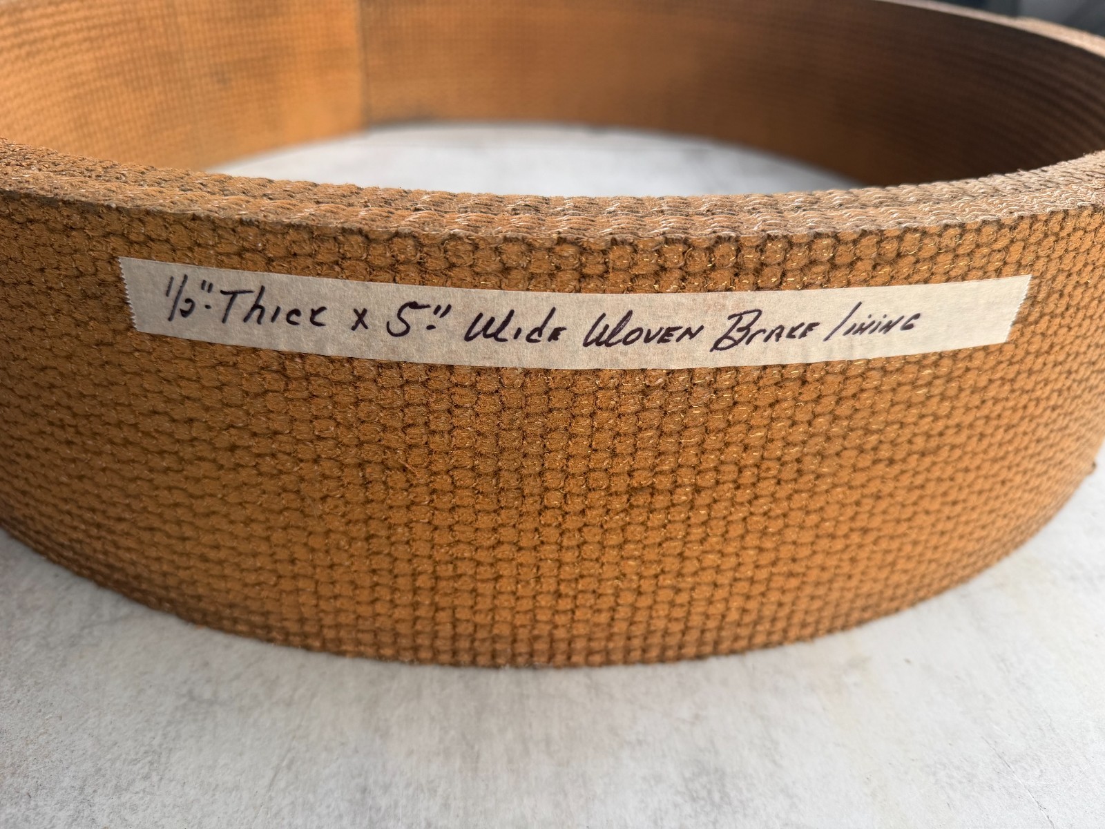 1/2″ thick x 5″ wide Woven brake lining (sold by the foot)