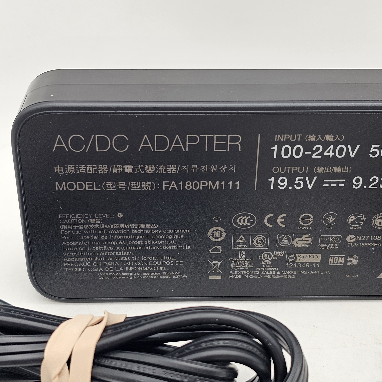 Genuine ASUS FA180PM111 19.5V 9.23A 180W Adapter Charger For Asus ADP-180HB D