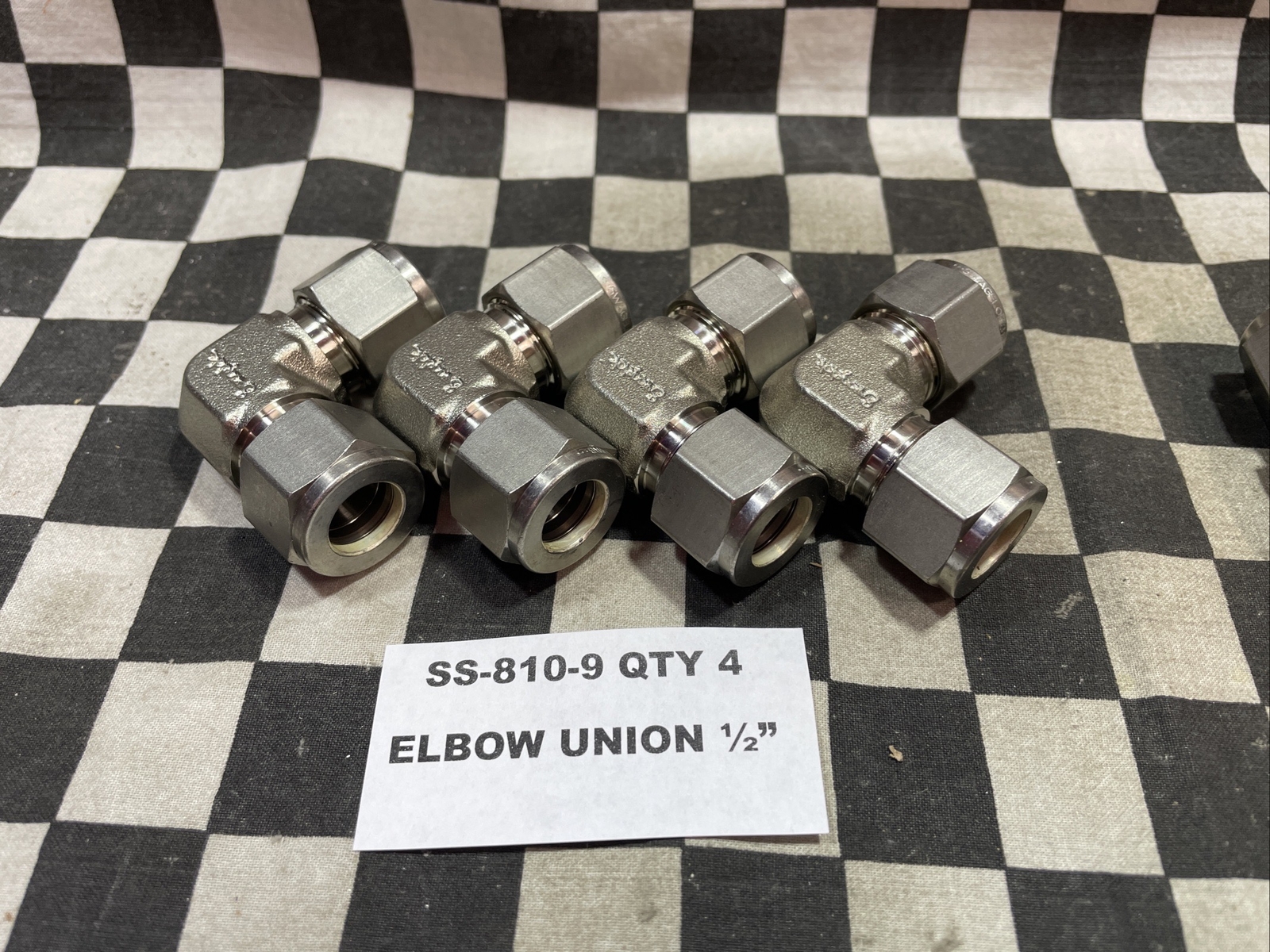SWAGELOK SS-810-6, SS-810-9, UNION ELBOW 1/2″, LOT OF 9 SHIPSAMEDAY#1637F16
