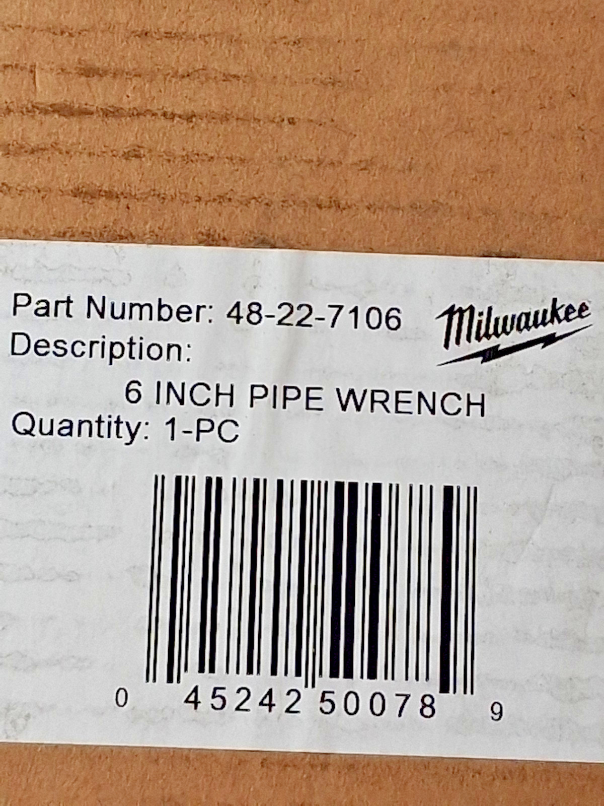Milwaukee Tool Steel Pipe Wrench 1-3/4″ Max 6″ OAL 15328024