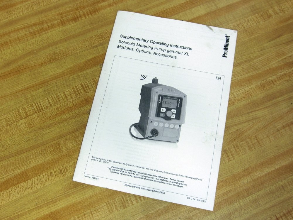 ProMinent 981604 Supplementary Operating Instructions