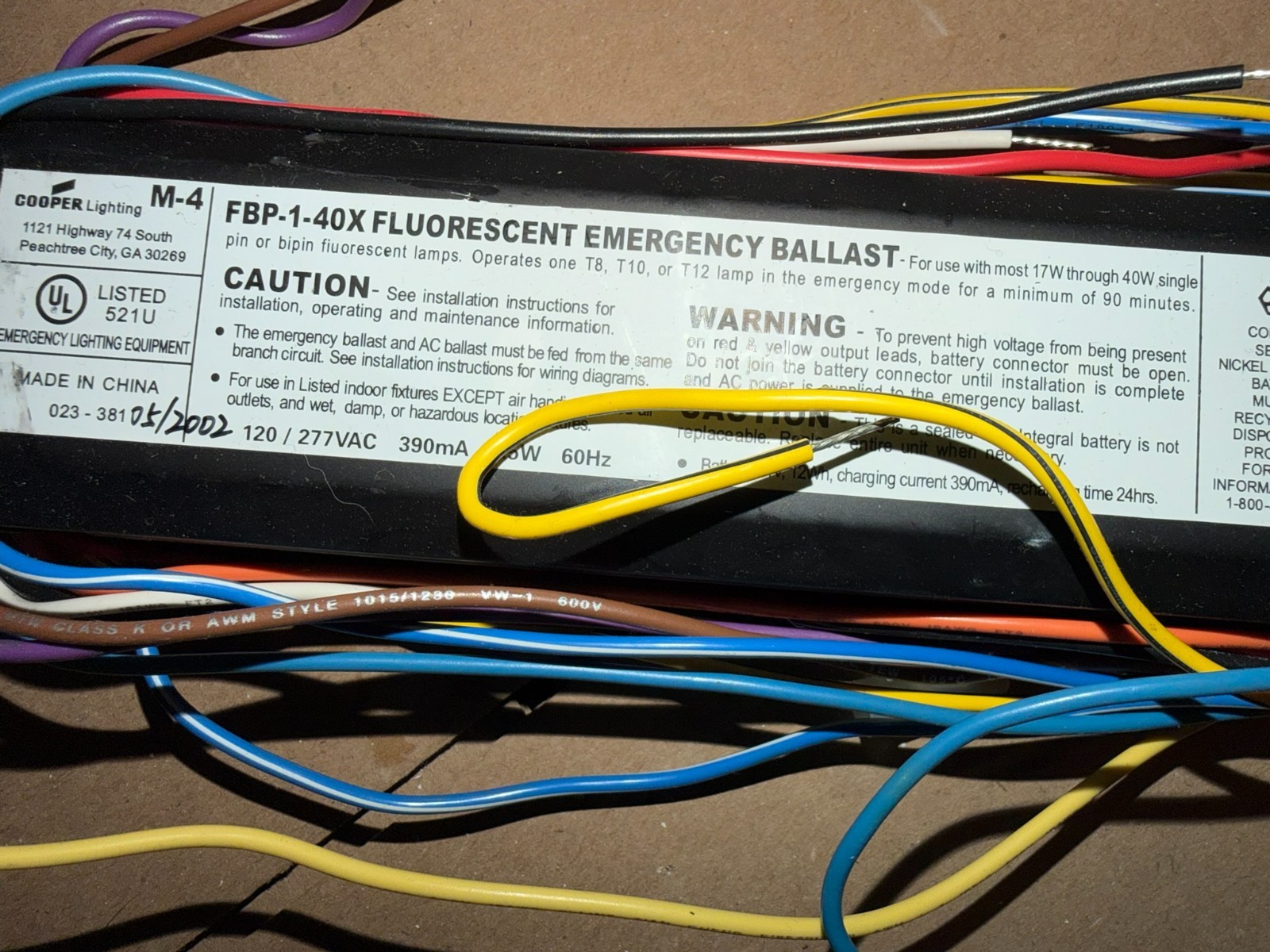 Cooper FBP140X Sure-Lites Fluorescent Emergency Ballast NEW OPEN BOX