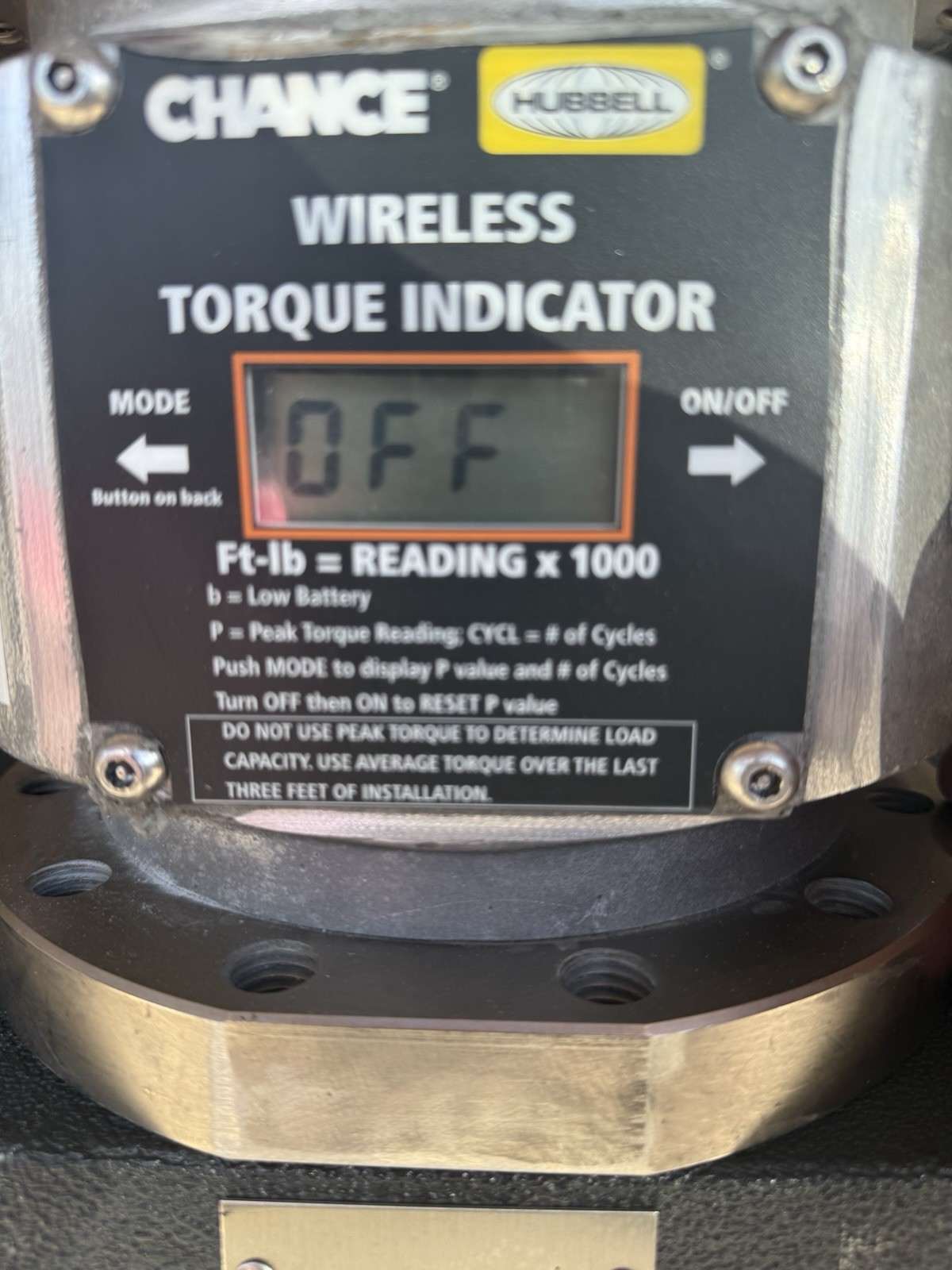 Hubbell Chance Digital Wireless Torque Indicator Smart App Connectivity C3031836